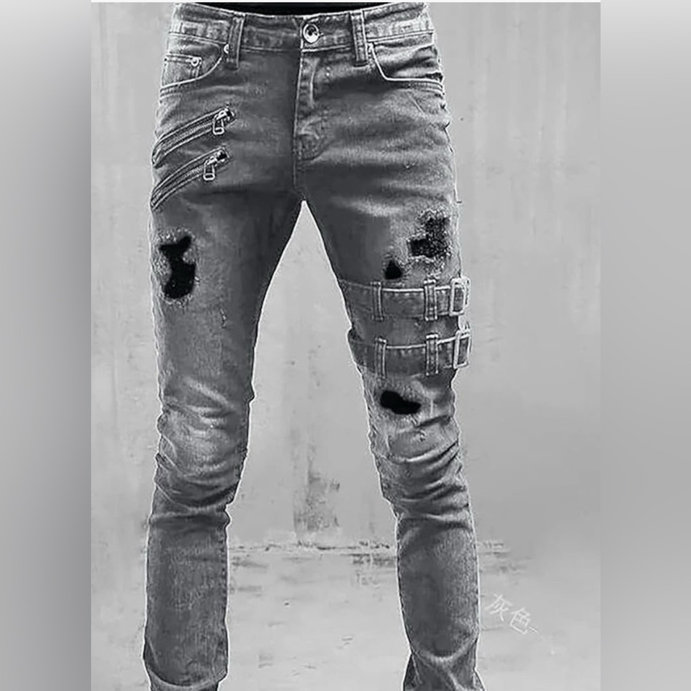 Mens Ripped Distressed Jeans slim/relaxed fit 33/29